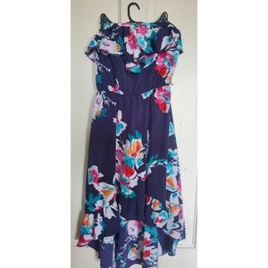 MyMichelle Blue Floral Strapless High/Low Dress Size Large